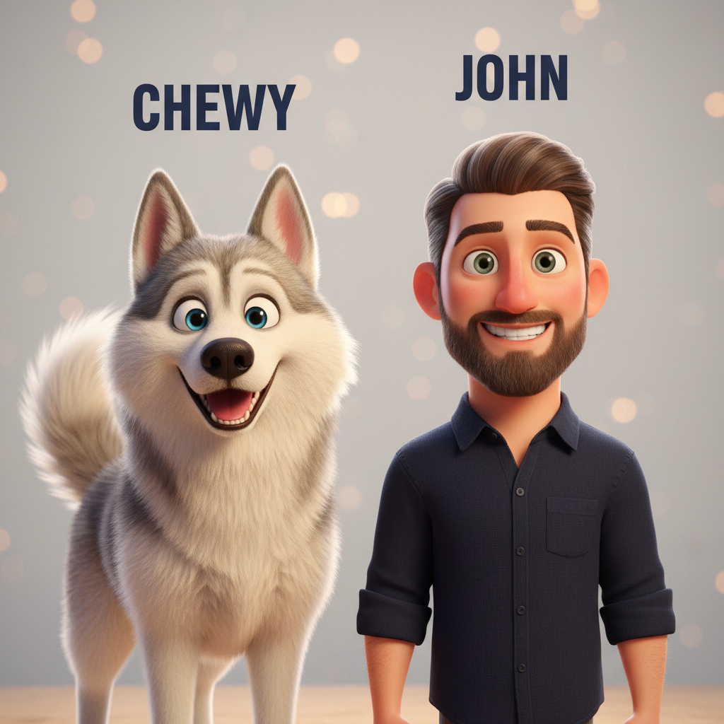 Character sheet — stylized versions of the cast for consistent illustrations