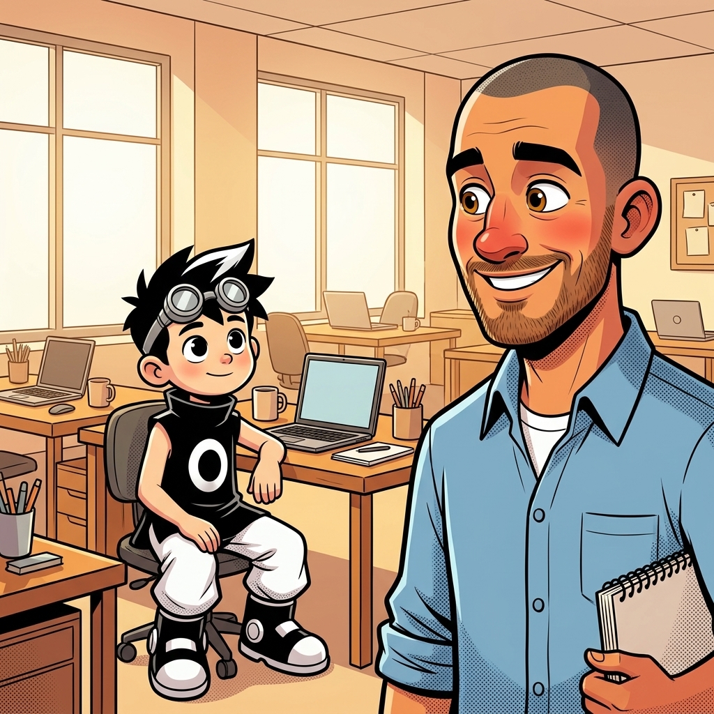 Page 1 — consistent characters throughout